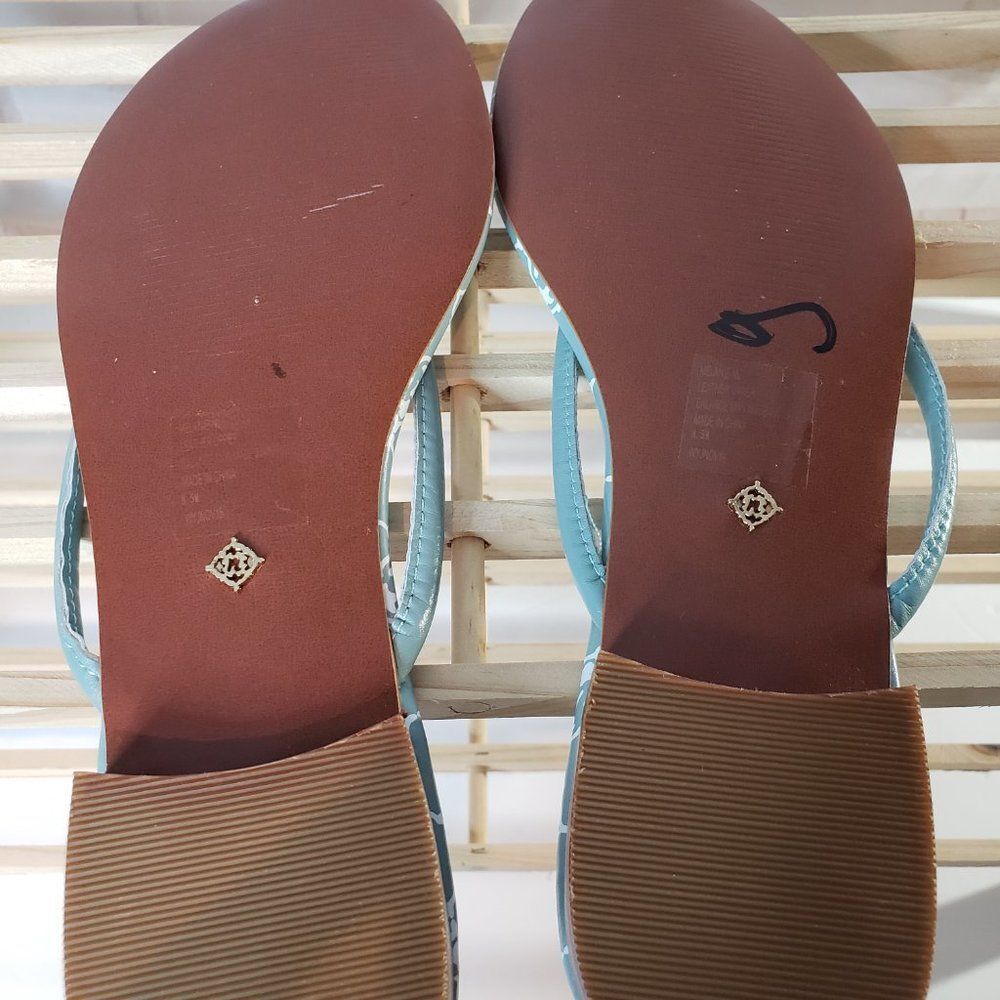 Nanette Lepore Melanie Thong Sandal Blue Leather Bow Flip Flop 8.5 Sandals - Picture 5 of 11